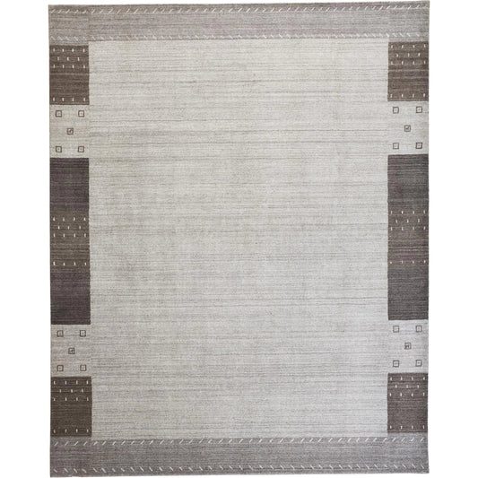 Legacy Transitional Bordered Rug - 6575F by Feizy in gray, silver, black. Made from wool, viscose in a unique style.