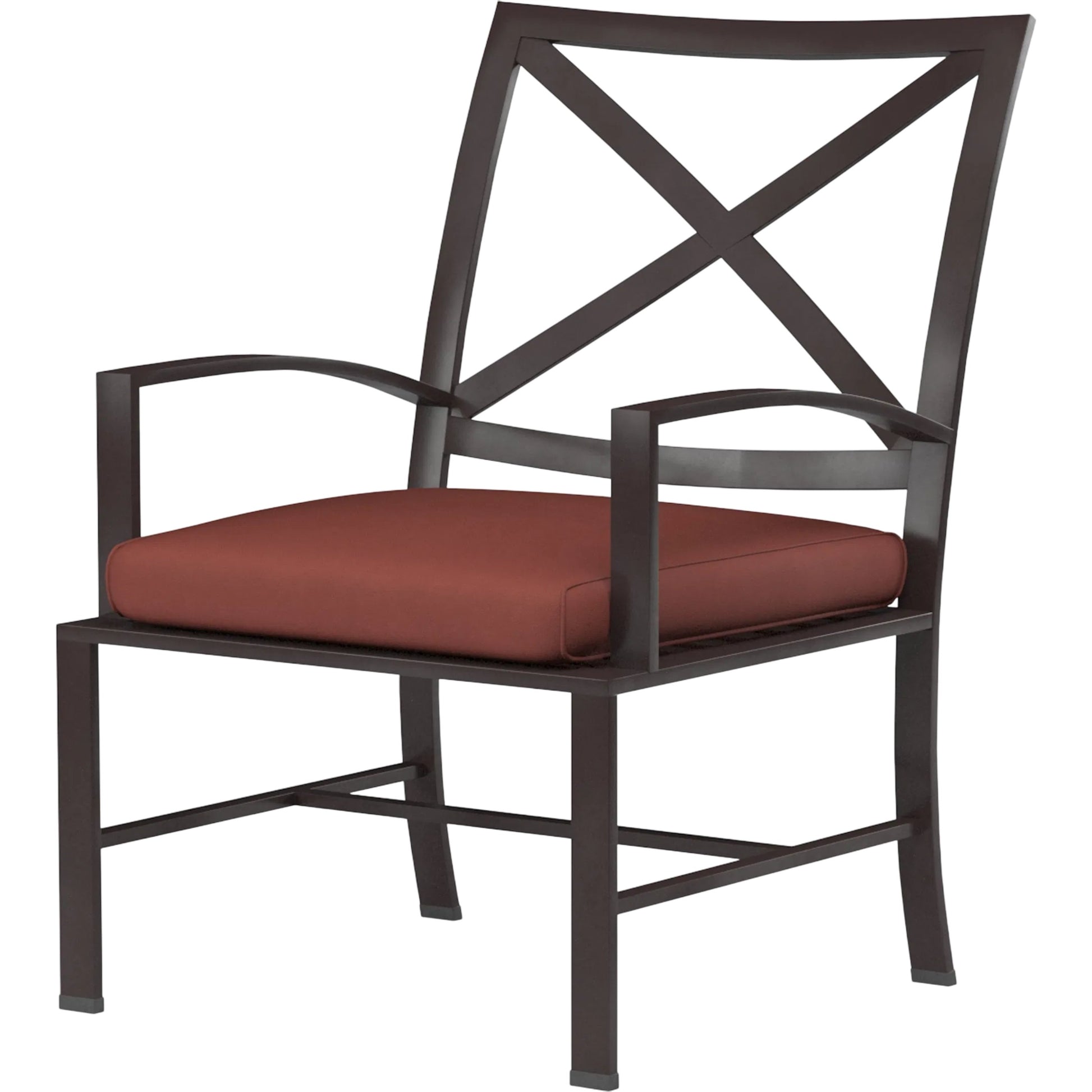 La Jolla Outdoor Dining Chair by Sunset West in browns. Made from aluminum in a modern style.
