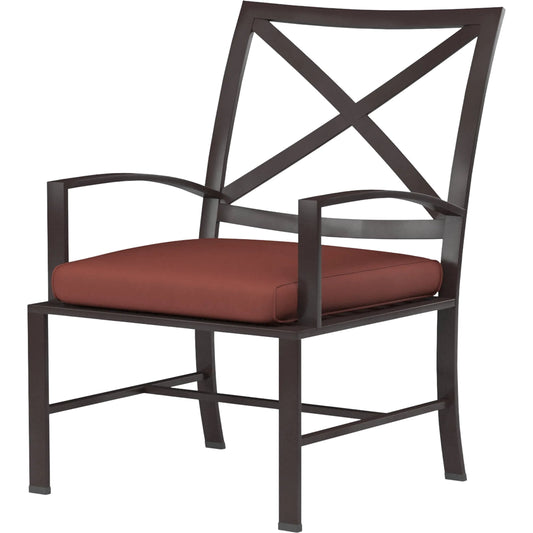 La Jolla Outdoor Dining Chair by Sunset West in browns. Made from aluminum in a modern style.