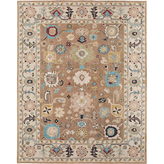 001 SI-2534502,SI-2534503,SI-2534504,SI-2534505,SI-2534506,SI-2534507 | Primary Silo | Springfield Traditional & Botanical SPF8A45F Rug by Feizy in tan, ivory, blue. Made from wool in a unique style.