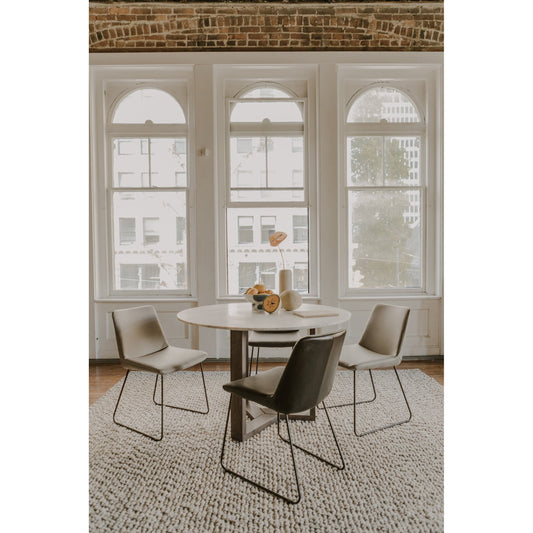 Villa Dining Chair (Set of 2) by Moe's Home Collection in grey. Made from top grain leather, metal frame, high-density polyurethane foam, mdf in a modern style.