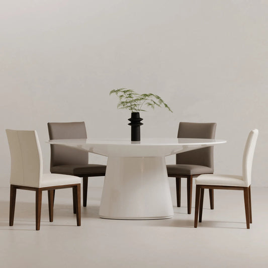 Frankie Dining Chair (Set of 2) by Moe's Home Collection. Made from top grain leather, solid rubberwood frame, mdf in a transitional style.