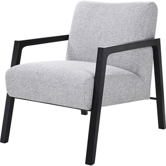 Fox Chair by Moe's Home Collection in gray. Made from upholstery: 100% polyester, solid oak frame, plywood, zigzag springs, webbing support, foam cushions in a transitional style.