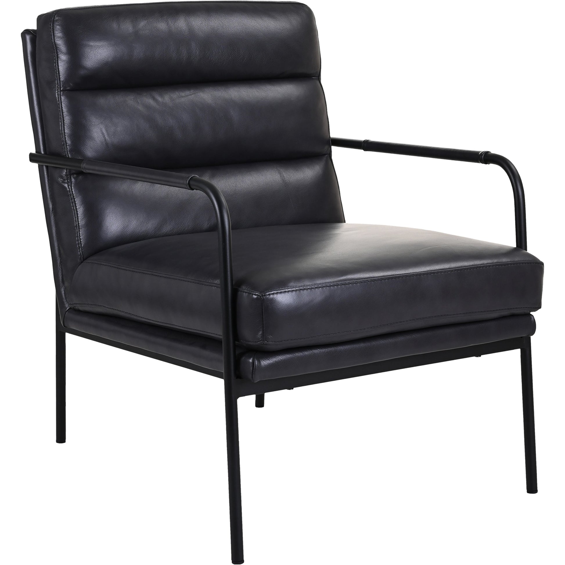 Verlaine Chair Chestnut by Moe's Home Collection. Made from upholstery: 100% top grain leather, powder-coated metal frame, zigzag spring support, foam cushions in a transitional style.