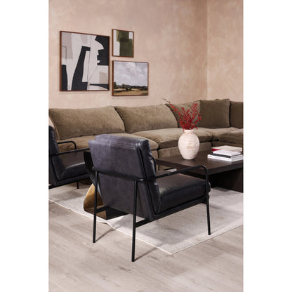 Verlaine Chair Chestnut by Moe's Home Collection. Made from upholstery: 100% top grain leather, powder-coated metal frame, zigzag spring support, foam cushions in a transitional style.