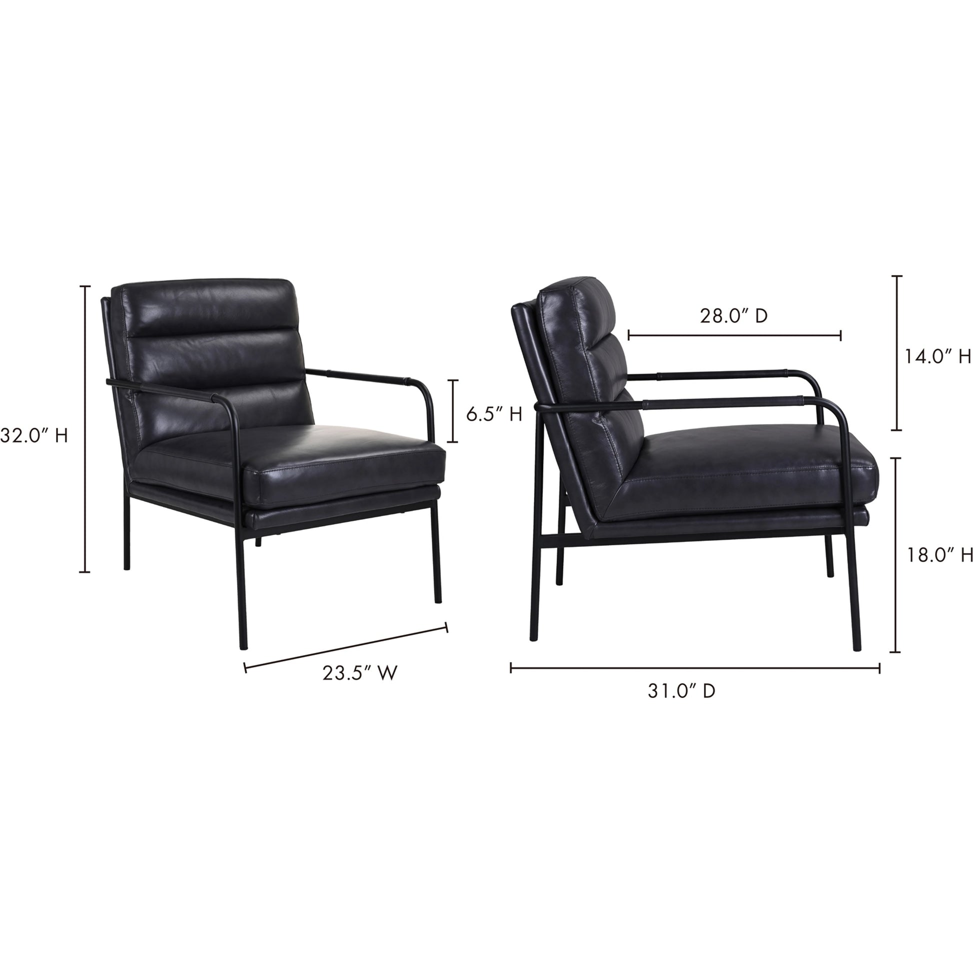 Verlaine Chair Chestnut by Moe's Home Collection. Made from upholstery: 100% top grain leather, powder-coated metal frame, zigzag spring support, foam cushions in a transitional style.