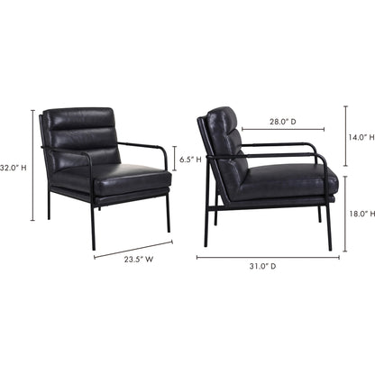 Verlaine Chair Chestnut by Moe's Home Collection. Made from upholstery: 100% top grain leather, powder-coated metal frame, zigzag spring support, foam cushions in a transitional style.