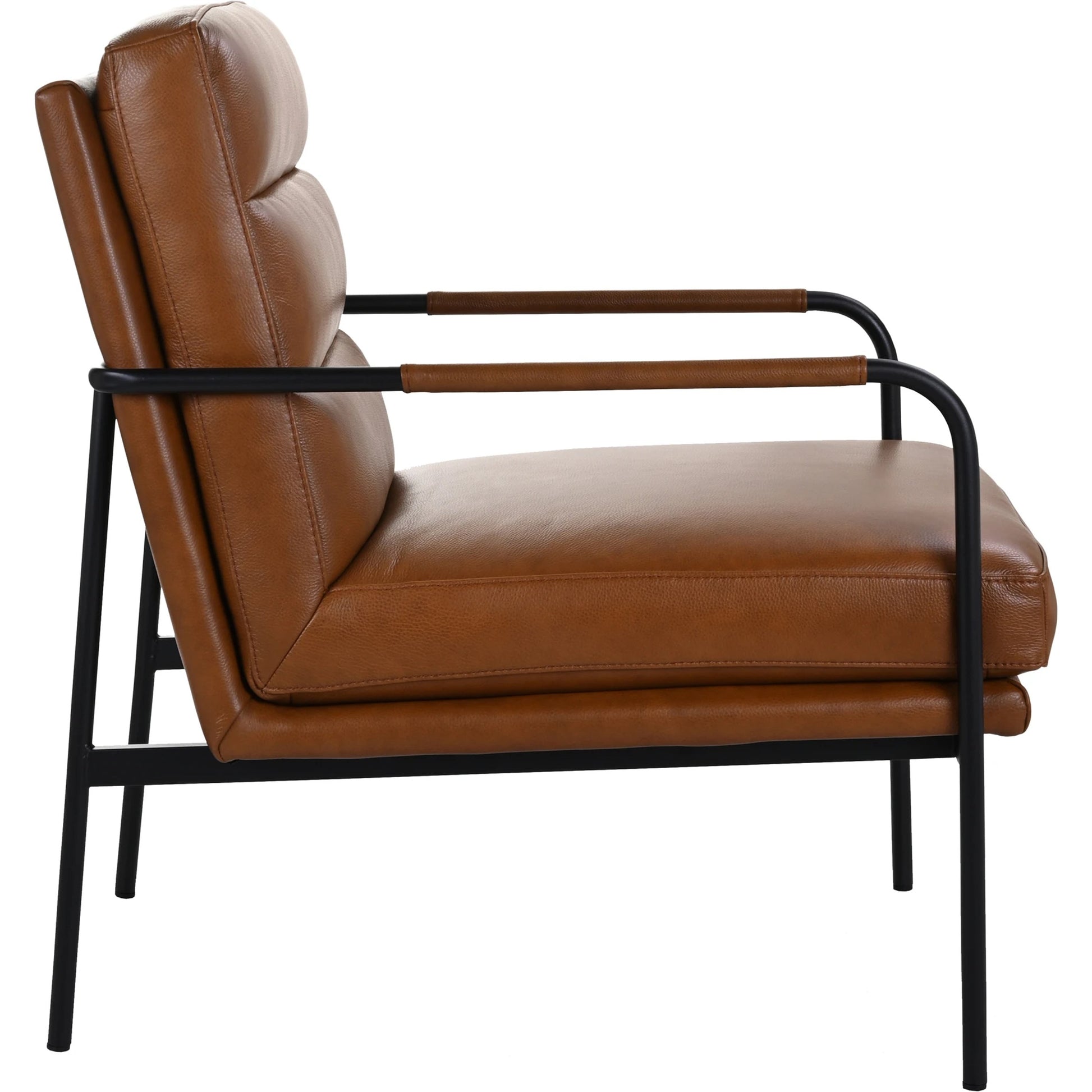 Verlaine Chair Chestnut by Moe's Home Collection. Made from upholstery: 100% top grain leather, powder-coated metal frame, zigzag spring support, foam cushions in a transitional style.