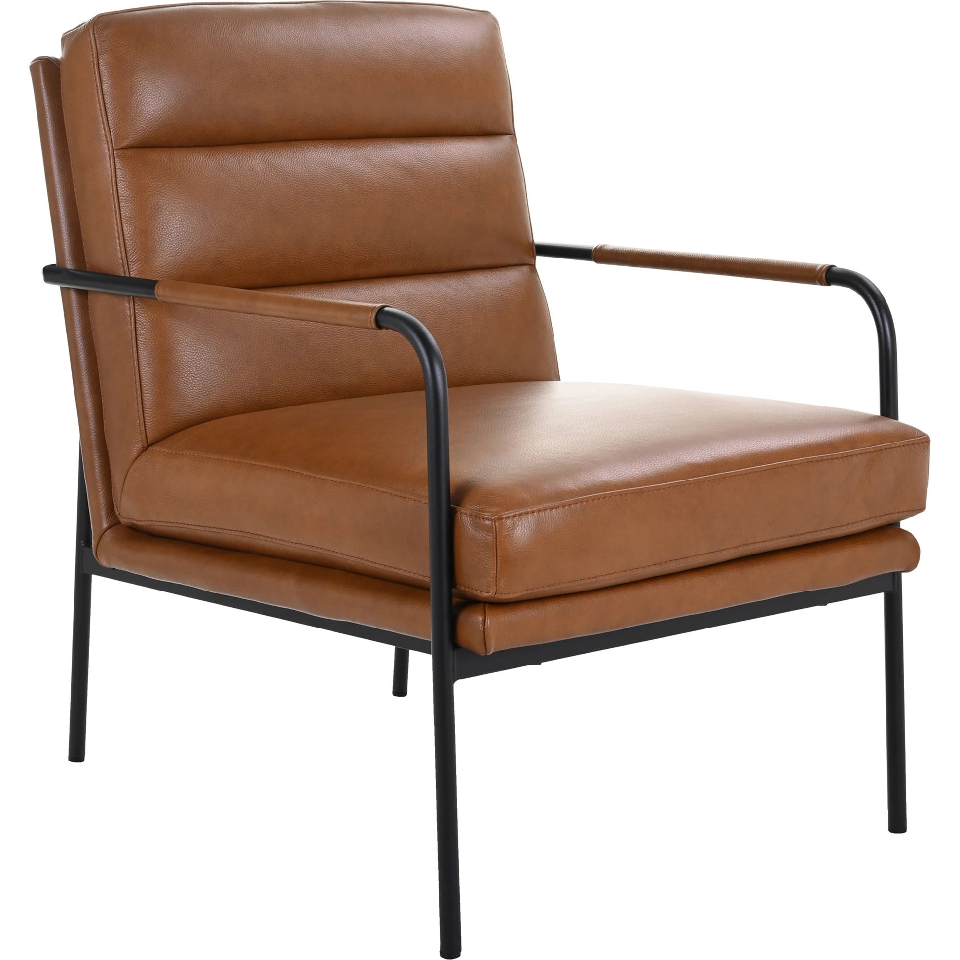 Verlaine Chair Chestnut by Moe's Home Collection. Made from upholstery: 100% top grain leather, powder-coated metal frame, zigzag spring support, foam cushions in a transitional style.