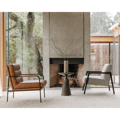 Verlaine Chair Chestnut by Moe's Home Collection. Made from upholstery: 100% top grain leather, powder-coated metal frame, zigzag spring support, foam cushions in a transitional style.