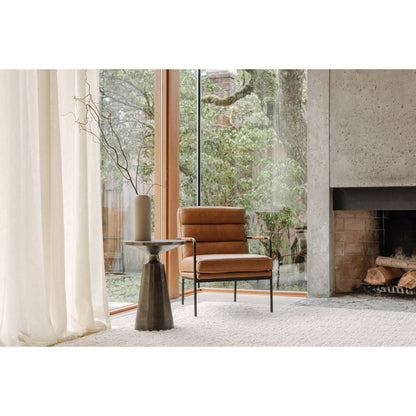 Verlaine Chair Chestnut by Moe's Home Collection. Made from upholstery: 100% top grain leather, powder-coated metal frame, zigzag spring support, foam cushions in a transitional style.