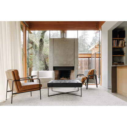Verlaine Chair Chestnut by Moe's Home Collection. Made from upholstery: 100% top grain leather, powder-coated metal frame, zigzag spring support, foam cushions in a transitional style.