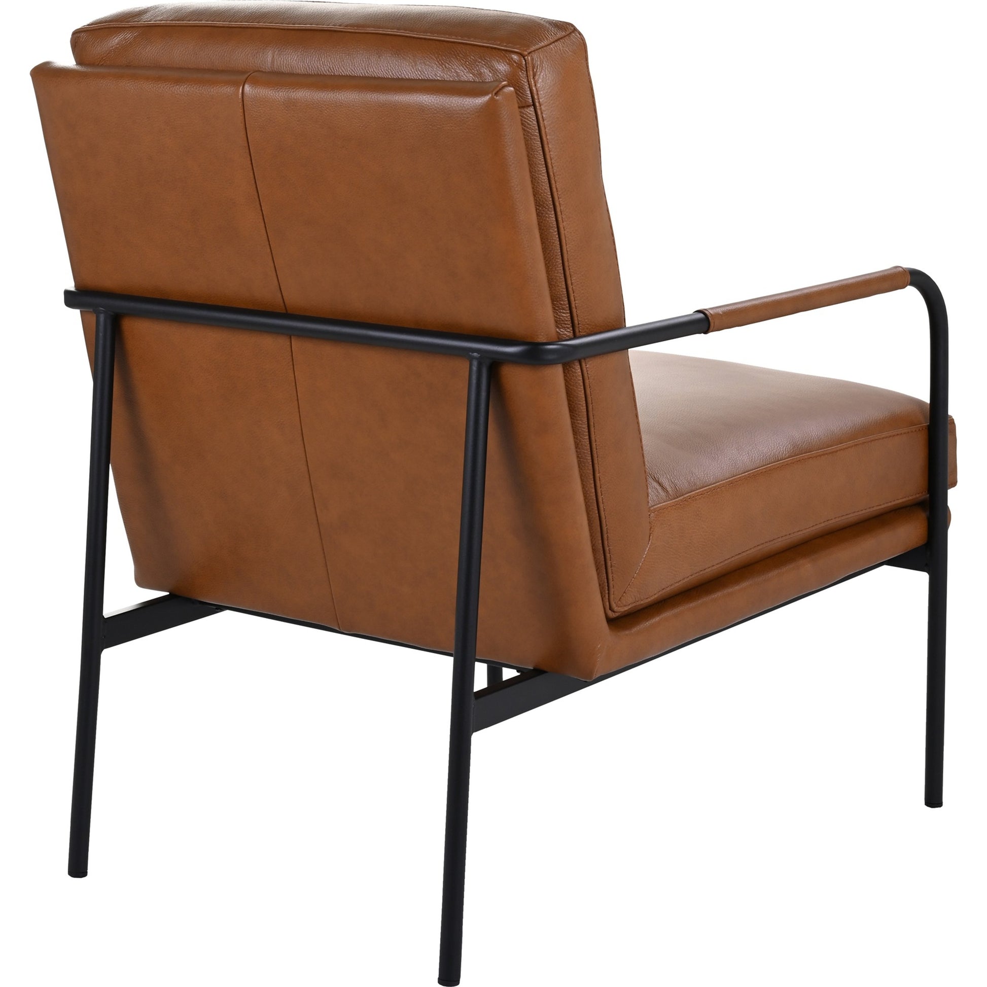 Verlaine Chair Chestnut by Moe's Home Collection. Made from upholstery: 100% top grain leather, powder-coated metal frame, zigzag spring support, foam cushions in a transitional style.