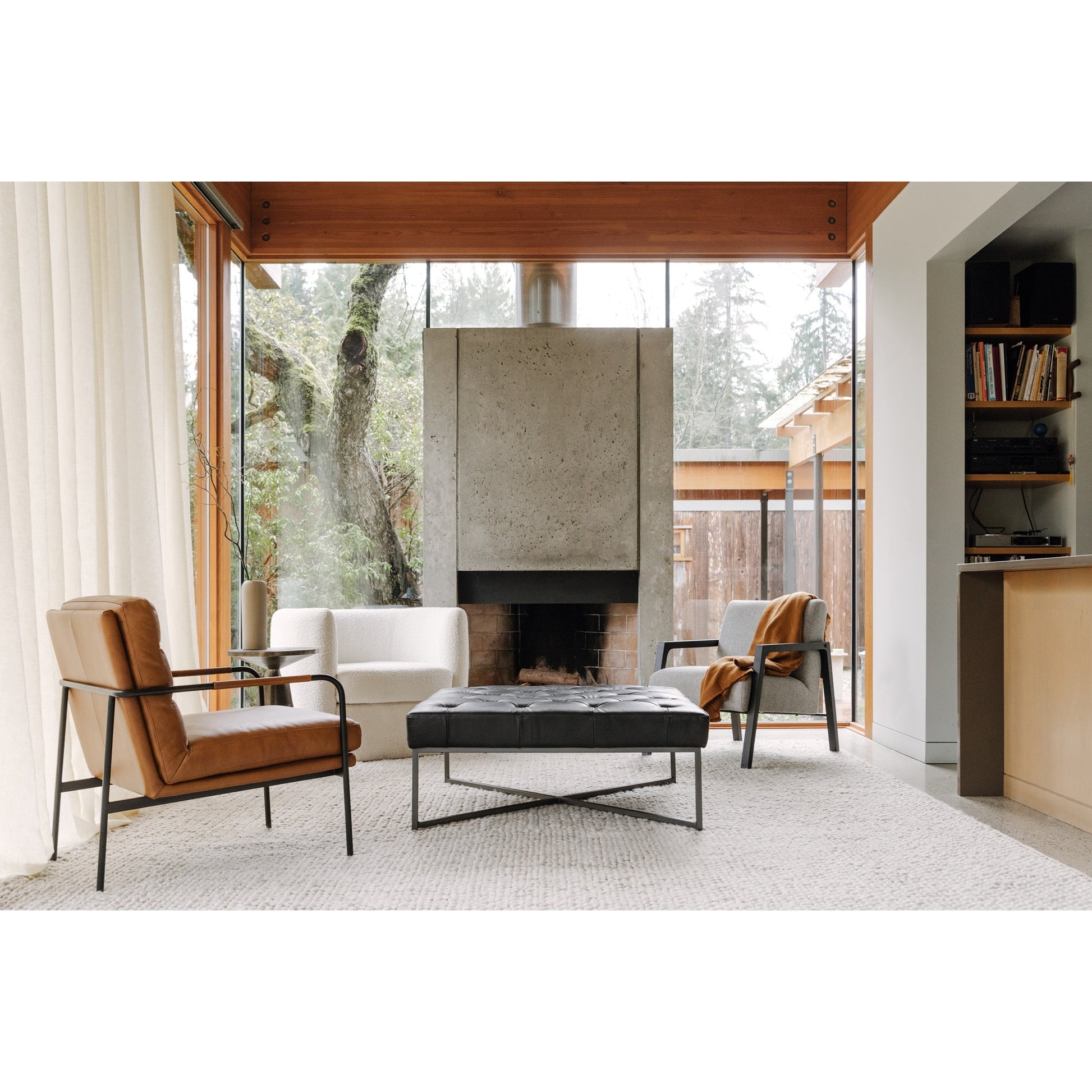 Verlaine Chair Chestnut by Moe's Home Collection. Made from upholstery: 100% top grain leather, powder-coated metal frame, zigzag spring support, foam cushions in a transitional style.
