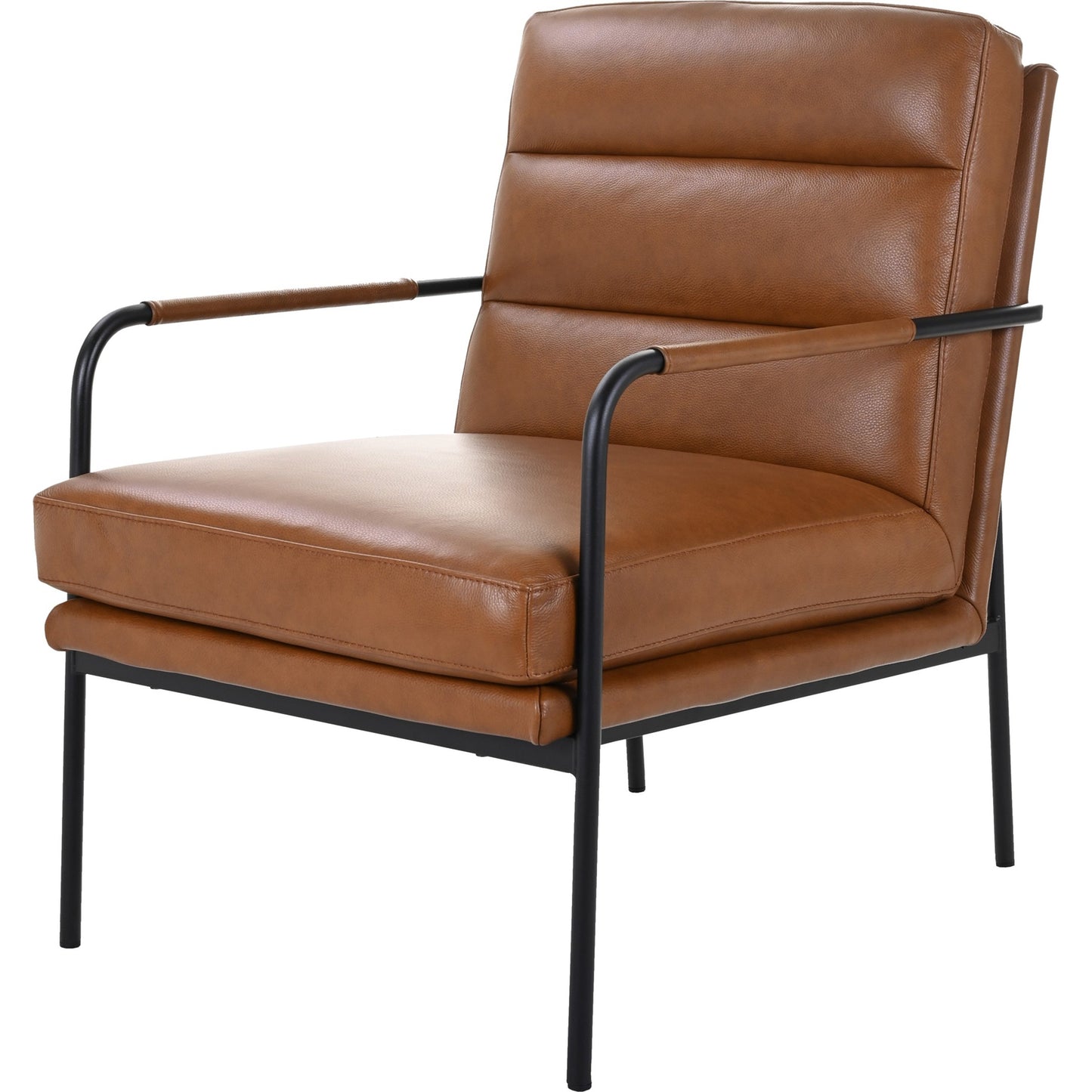 001 SI-1771885 | Primary Silo | Verlaine Chair Chestnut by Moe's Home Collection. Made from upholstery: 100% top grain leather, powder-coated metal frame, zigzag spring support, foam cushions in a transitional style.