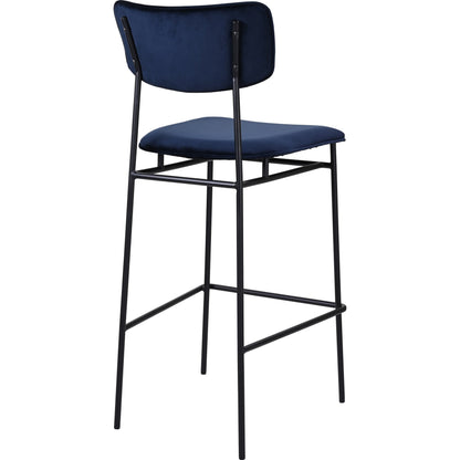 Sailor Barstool by Moe's Home Collection in brown. Made from upholstery: 100% top grain leather, powder-coated metal frame, plywood, foam padding in a transitional style.