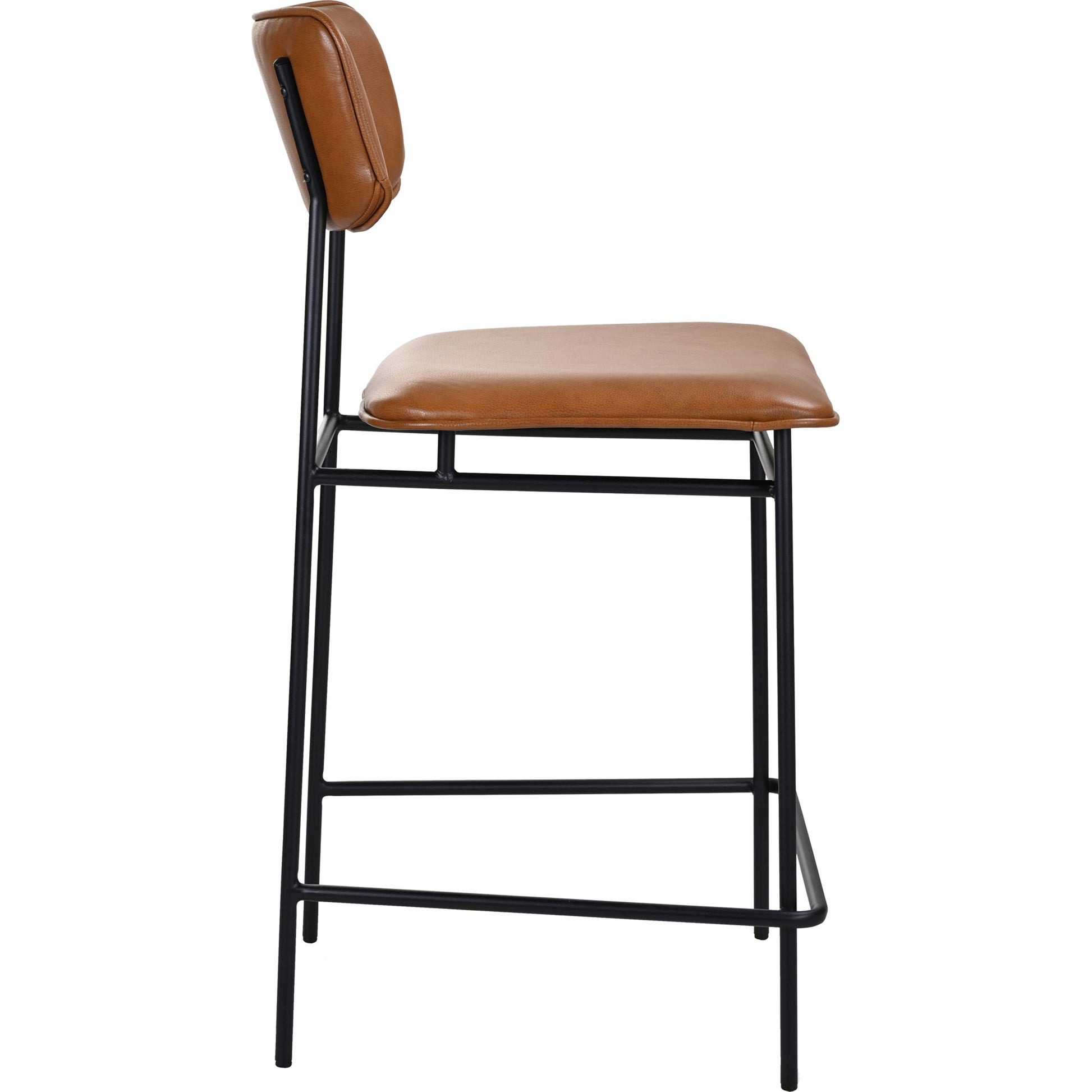 Sailor Counter Stool by Moe's Home Collection in brown. Made from upholstery: 100% top grain leather, powder-coated metal frame, plywood, foam padding in a transitional style.