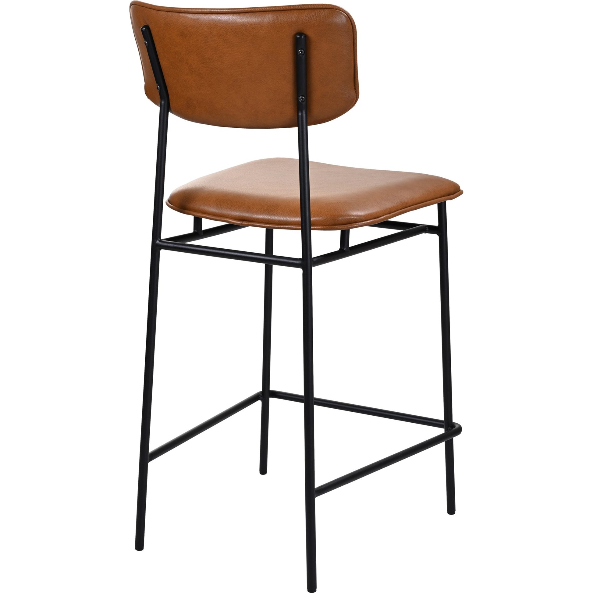 Sailor Counter Stool by Moe's Home Collection in brown. Made from upholstery: 100% top grain leather, powder-coated metal frame, plywood, foam padding in a transitional style.