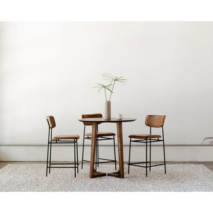 Sailor Counter Stool by Moe's Home Collection in brown. Made from upholstery: 100% top grain leather, powder-coated metal frame, plywood, foam padding in a transitional style.