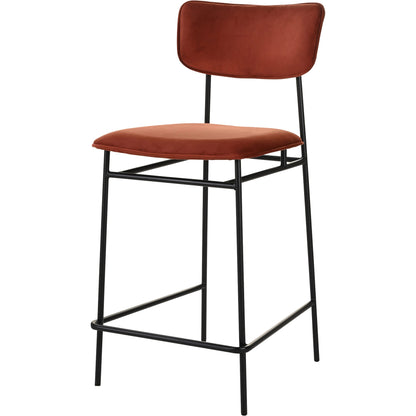 Sailor Counter Stool by Moe's Home Collection in brown. Made from upholstery: 100% top grain leather, powder-coated metal frame, plywood, foam padding in a transitional style.