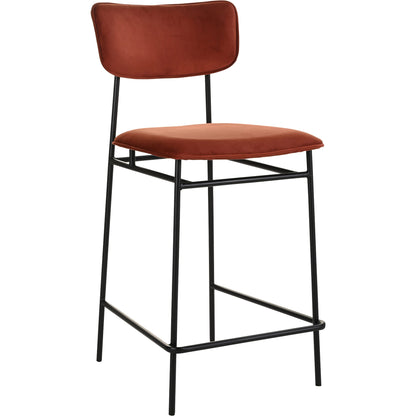 Sailor Counter Stool by Moe's Home Collection in brown. Made from upholstery: 100% top grain leather, powder-coated metal frame, plywood, foam padding in a transitional style.