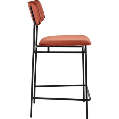 Sailor Counter Stool by Moe's Home Collection in brown. Made from upholstery: 100% top grain leather, powder-coated metal frame, plywood, foam padding in a transitional style.