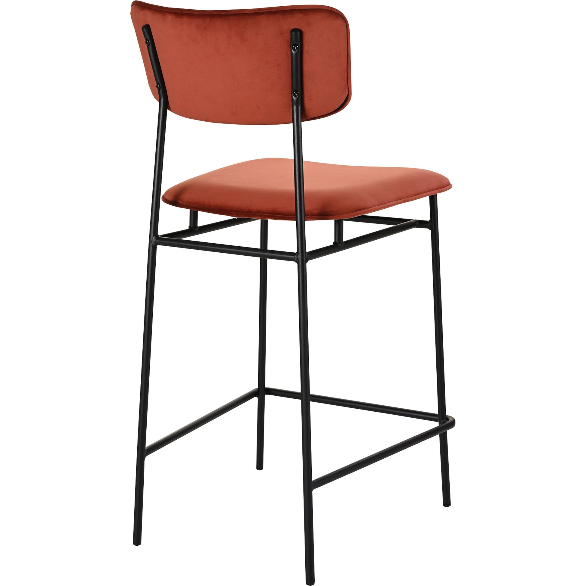Sailor Counter Stool by Moe's Home Collection in brown. Made from upholstery: 100% top grain leather, powder-coated metal frame, plywood, foam padding in a transitional style.