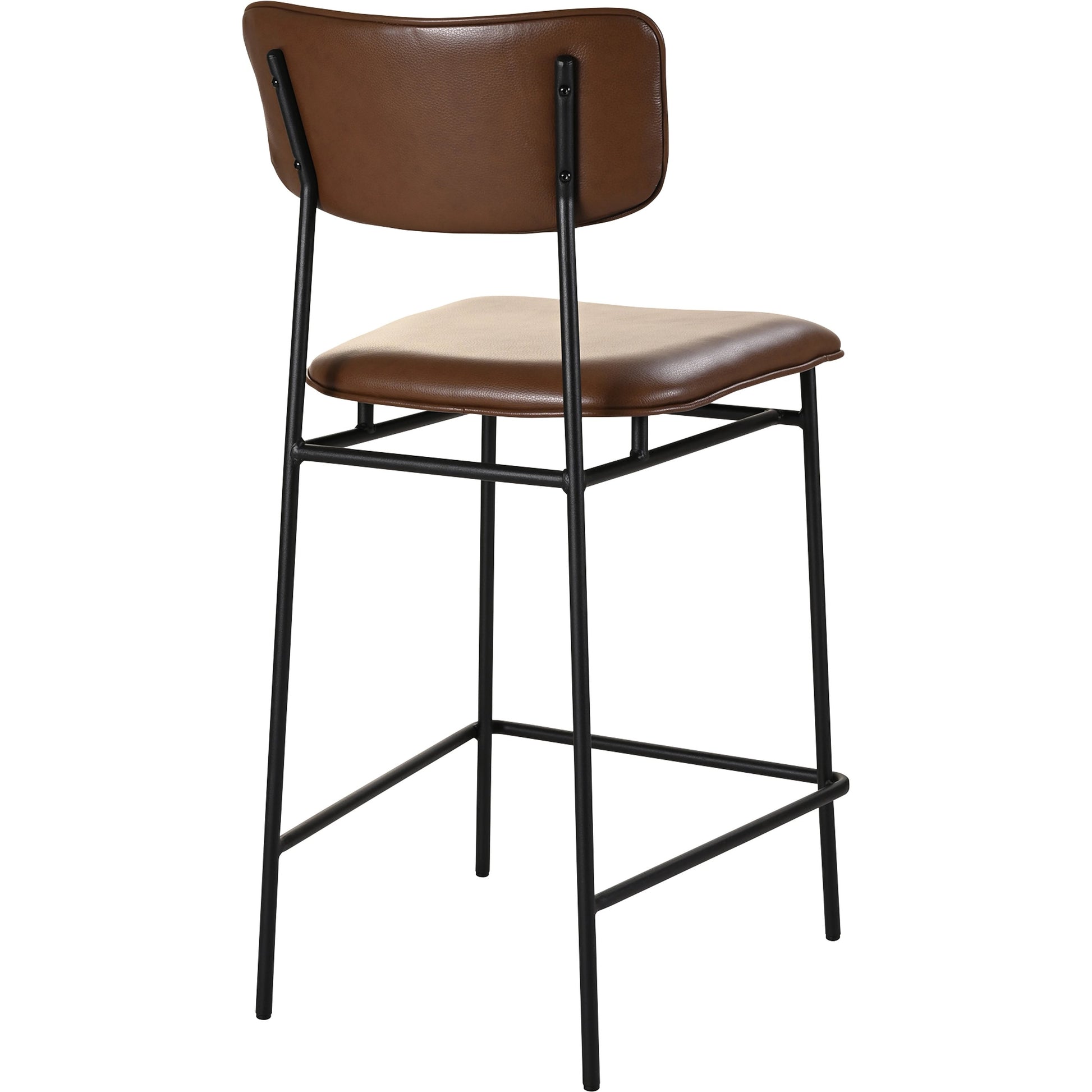 Sailor Counter Stool by Moe's Home Collection in brown. Made from upholstery: 100% top grain leather, powder-coated metal frame, plywood, foam padding in a transitional style.