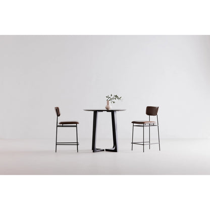 Sailor Counter Stool by Moe's Home Collection in brown. Made from upholstery: 100% top grain leather, powder-coated metal frame, plywood, foam padding in a transitional style.