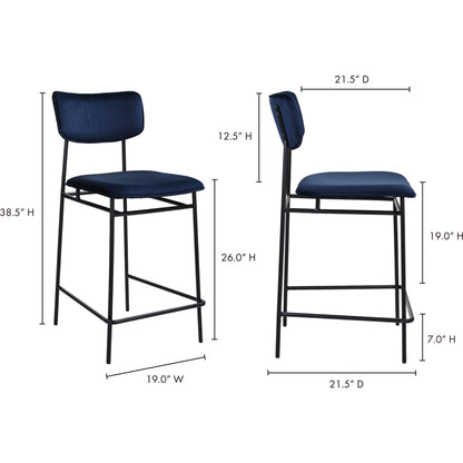 Sailor Counter Stool by Moe's Home Collection in brown. Made from upholstery: 100% top grain leather, powder-coated metal frame, plywood, foam padding in a transitional style.