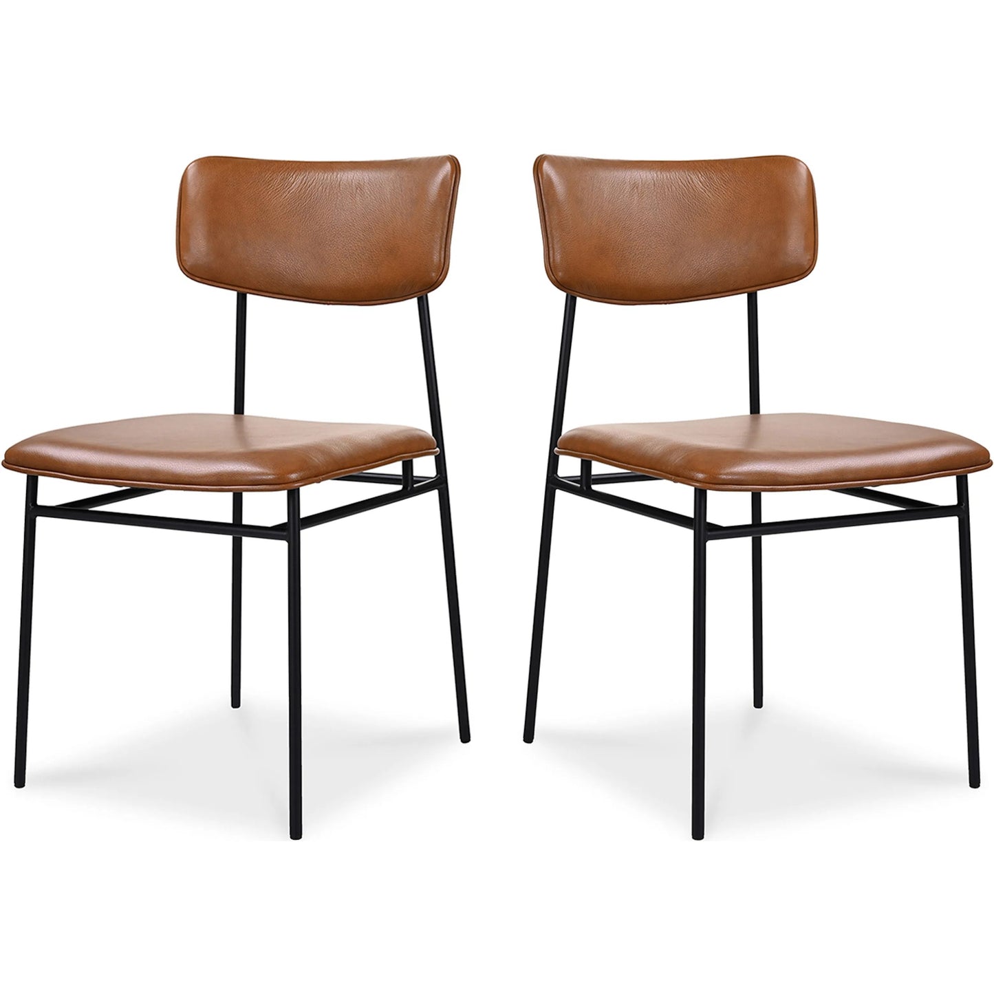 001 SI-1771828 | Primary Silo | Sailor Dining Chair (Set of 2) by Moe's Home Collection in brown. Made from upholstery: 100% top grain leather, powder-coated metal frame, plywood, foam padding in a transitional style.