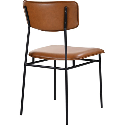 Sailor Dining Chair (Set of 2) by Moe's Home Collection in brown. Made from upholstery: 100% top grain leather, powder-coated metal frame, plywood, foam padding in a transitional style.