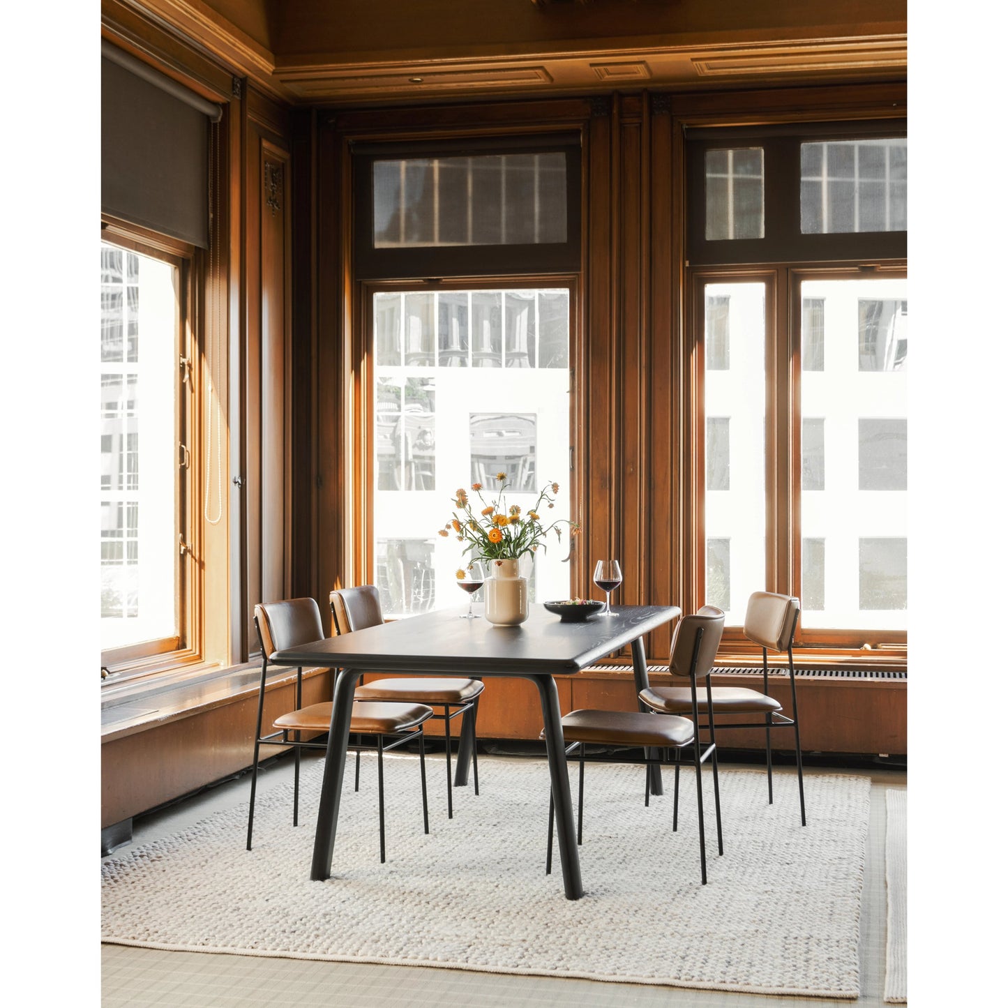 002 SI-1771828 | Lifestyle | Sailor Dining Chair (Set of 2) by Moe's Home Collection in brown. Made from upholstery: 100% top grain leather, powder-coated metal frame, plywood, foam padding in a transitional style.