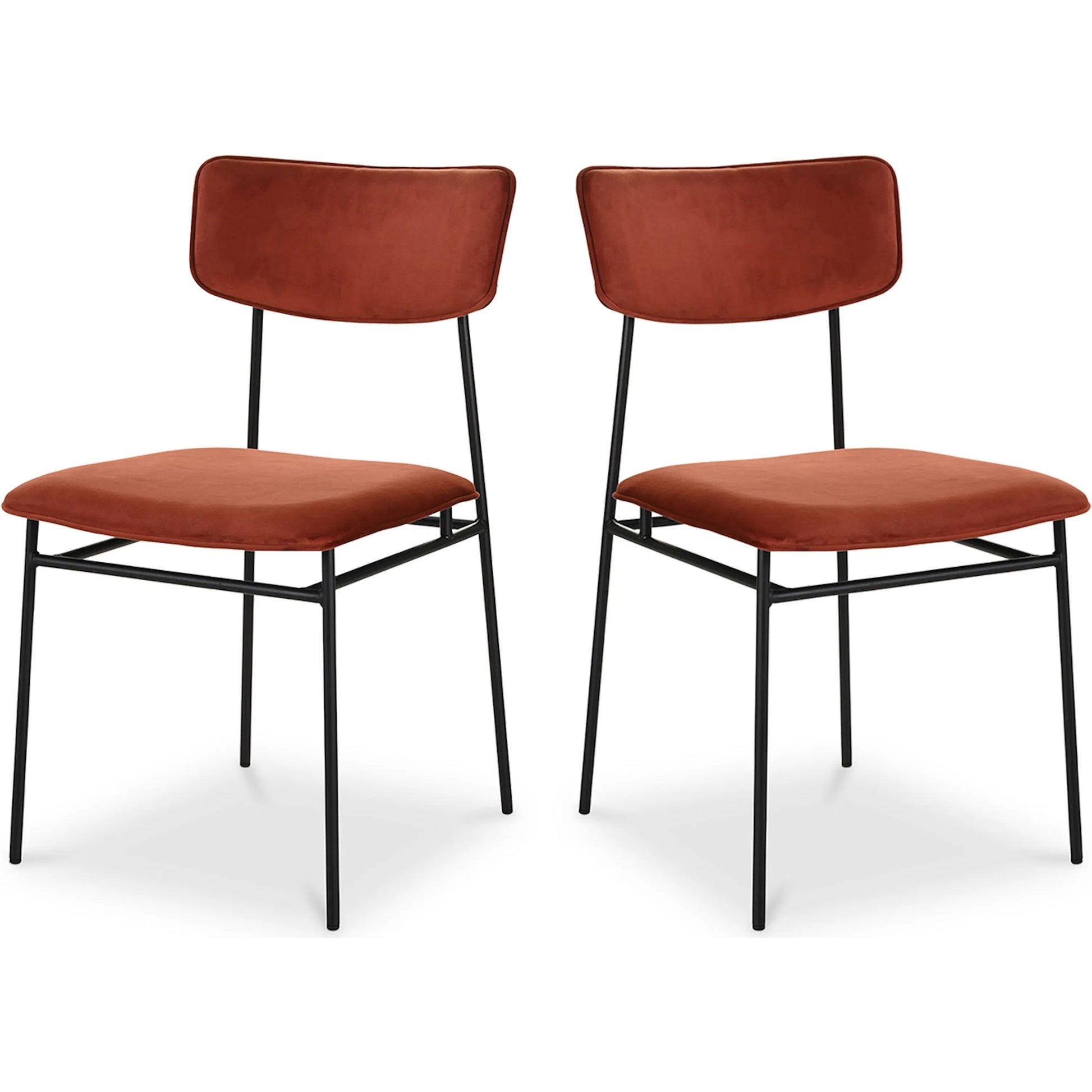 Sailor Dining Chair (Set of 2) by Moe's Home Collection in brown. Made from upholstery: 100% top grain leather, powder-coated metal frame, plywood, foam padding in a transitional style.