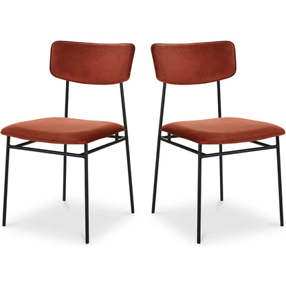 Sailor Dining Chair (Set of 2) by Moe's Home Collection in brown. Made from upholstery: 100% top grain leather, powder-coated metal frame, plywood, foam padding in a transitional style.