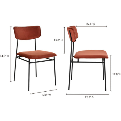 Sailor Dining Chair (Set of 2) by Moe's Home Collection in brown. Made from upholstery: 100% top grain leather, powder-coated metal frame, plywood, foam padding in a transitional style.