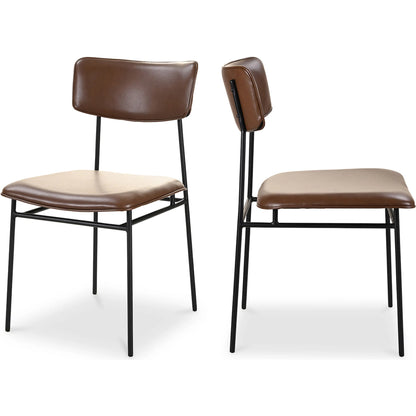 Sailor Dining Chair (Set of 2) by Moe's Home Collection in brown. Made from upholstery: 100% top grain leather, powder-coated metal frame, plywood, foam padding in a transitional style.