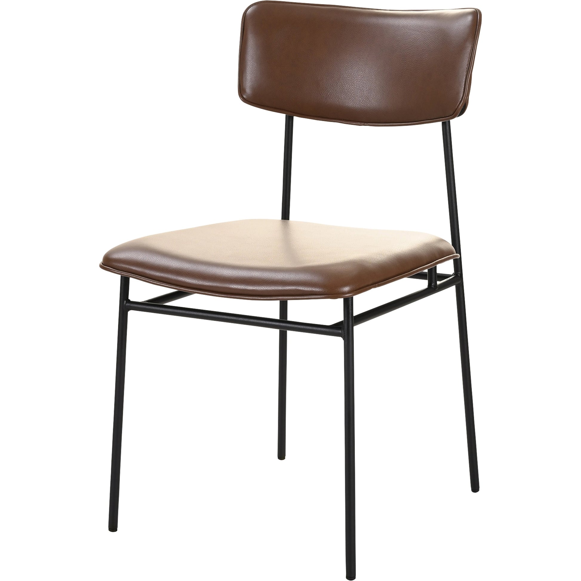 Sailor Dining Chair (Set of 2) by Moe's Home Collection in brown. Made from upholstery: 100% top grain leather, powder-coated metal frame, plywood, foam padding in a transitional style.
