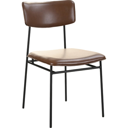 Sailor Dining Chair (Set of 2) by Moe's Home Collection in brown. Made from upholstery: 100% top grain leather, powder-coated metal frame, plywood, foam padding in a transitional style.