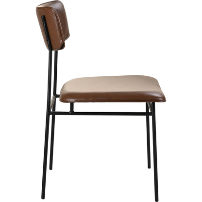 Sailor Dining Chair (Set of 2) by Moe's Home Collection in brown. Made from upholstery: 100% top grain leather, powder-coated metal frame, plywood, foam padding in a transitional style.