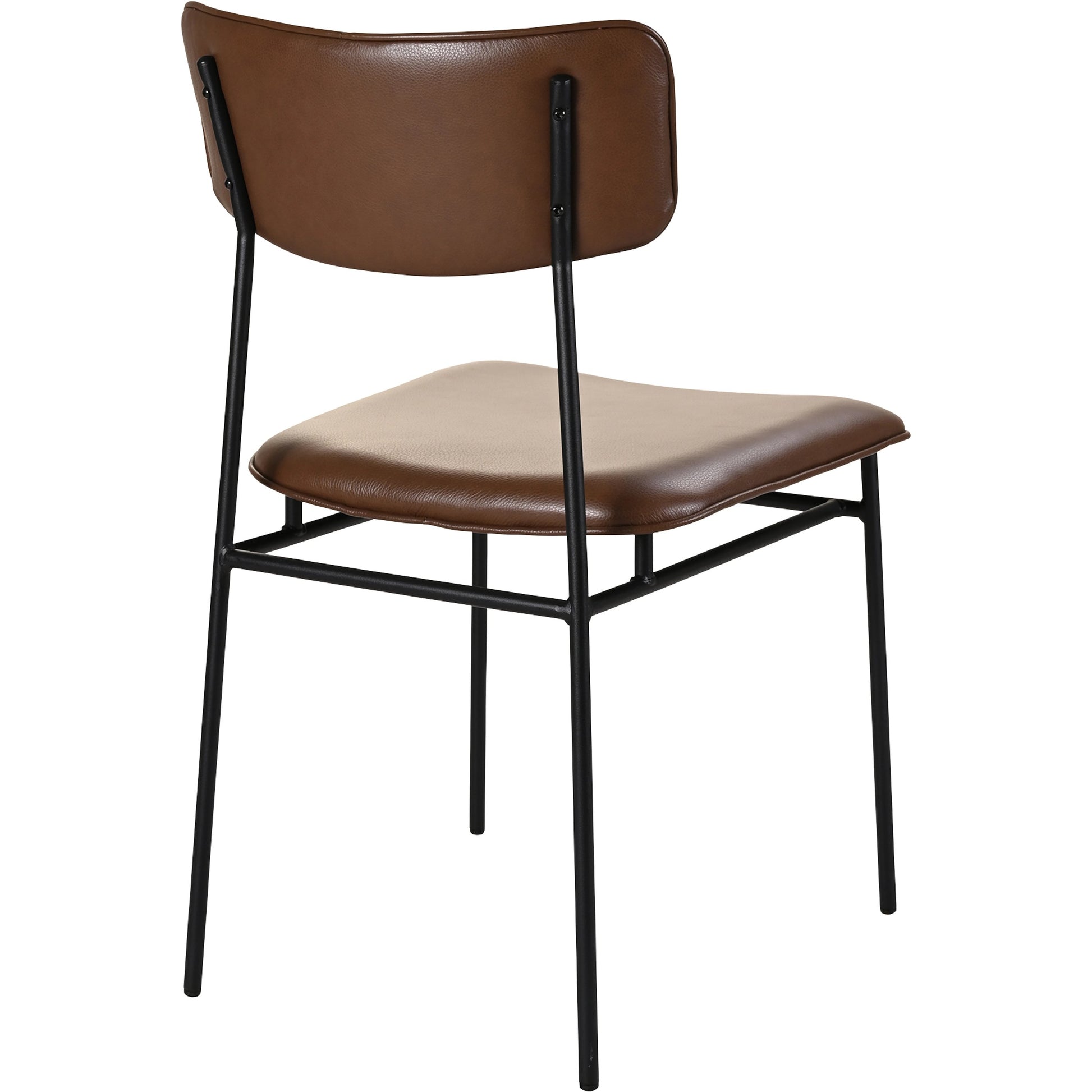 Sailor Dining Chair (Set of 2) by Moe's Home Collection in brown. Made from upholstery: 100% top grain leather, powder-coated metal frame, plywood, foam padding in a transitional style.