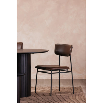 Sailor Dining Chair (Set of 2) by Moe's Home Collection in brown. Made from upholstery: 100% top grain leather, powder-coated metal frame, plywood, foam padding in a transitional style.