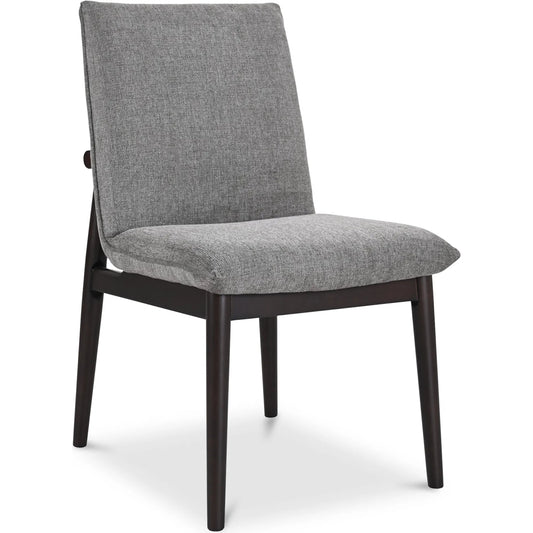 Charlie Dining Chair (Set of 2) by Moe's Home Collection in dark brown. Made from upholstery: 95% polyester, 5% nylon, rubber wood base, zig, zag spring, foam padding in a unique style.