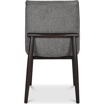 Charlie Dining Chair (Set of 2) by Moe's Home Collection in dark brown. Made from upholstery: 95% polyester, 5% nylon, rubber wood base, zig, zag spring, foam padding in a modern style.