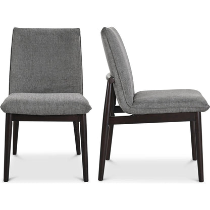 Charlie Dining Chair (Set of 2) by Moe's Home Collection in dark brown. Made from upholstery: 95% polyester, 5% nylon, rubber wood base, zig, zag spring, foam padding in a modern style.