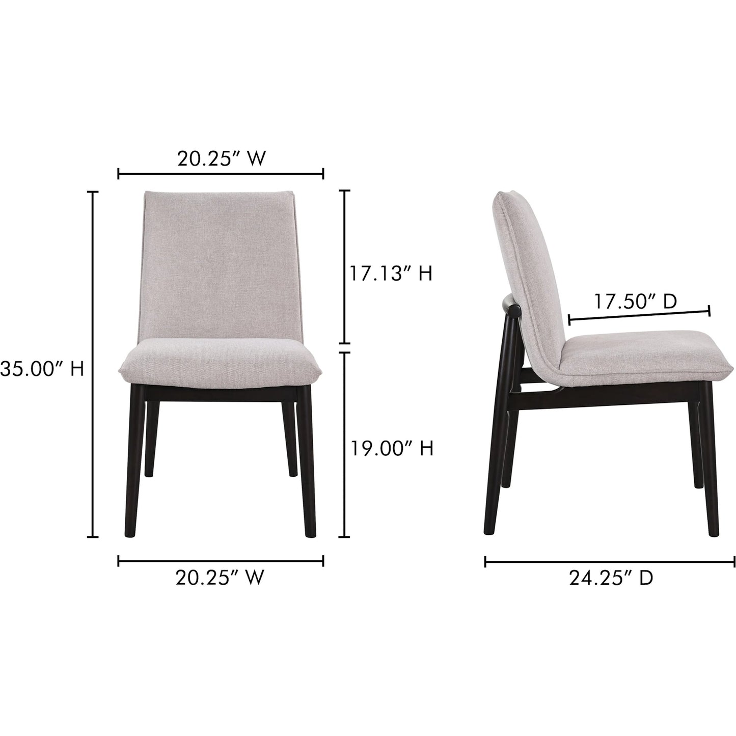 017 SI-2253641 | Additional Silo | Charlie Dining Chair (Set of 2) by Moe's Home Collection in dark brown. Made from upholstery: 95% polyester, 5% nylon, rubber wood base, zig, zag spring, foam padding in a modern style.
