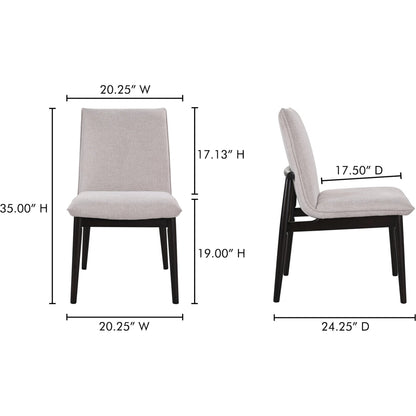 Charlie Dining Chair (Set of 2) by Moe's Home Collection in dark brown. Made from upholstery: 95% polyester, 5% nylon, rubber wood base, zig, zag spring, foam padding in a modern style.