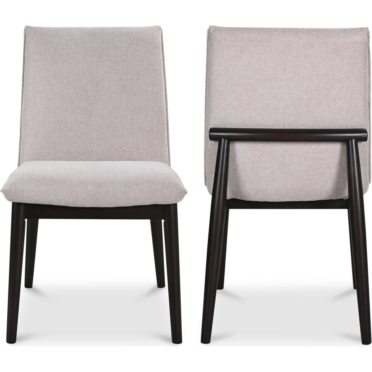 006 SI-2253641 | Additional Silo | Charlie Dining Chair (Set of 2) by Moe's Home Collection in dark brown. Made from upholstery: 95% polyester, 5% nylon, rubber wood base, zig, zag spring, foam padding in a modern style.