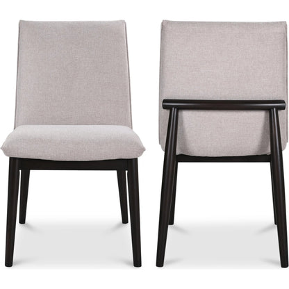 Charlie Dining Chair (Set of 2) by Moe's Home Collection in dark brown. Made from upholstery: 95% polyester, 5% nylon, rubber wood base, zig, zag spring, foam padding in a modern style.