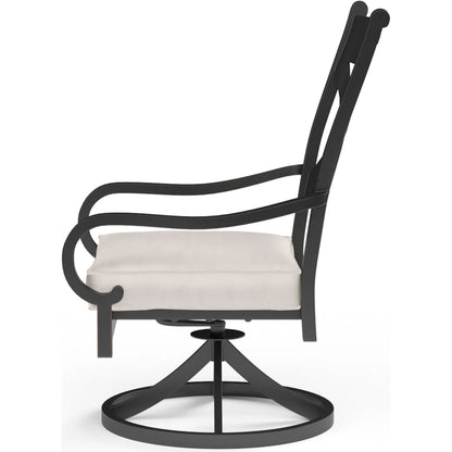 Monterey Outdoor Swivel Dining Chair by Sunset West in browns. Made from aluminum in a cottage & farmhouse style.